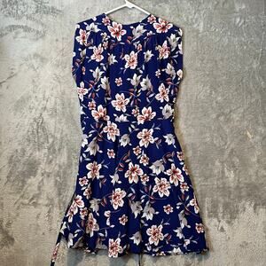 Yumi Kim Hey Sunshine Navy SoHo Mixer Dress‎ Size Medium Navy Floral 100% Silk